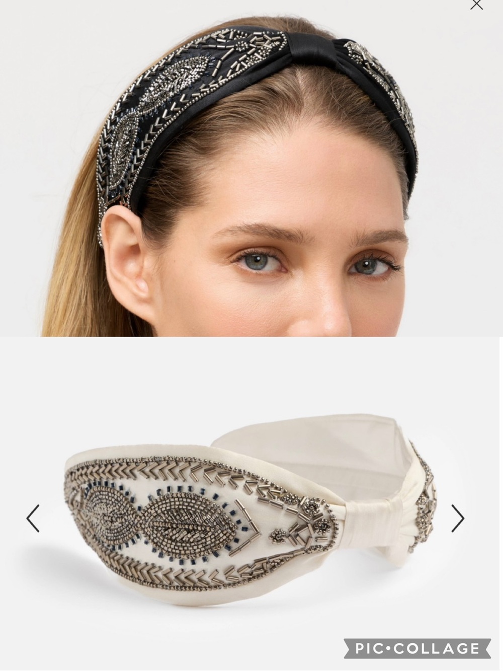 Johnny Was La Jolla Headband Winter White Silver Beaded NWT